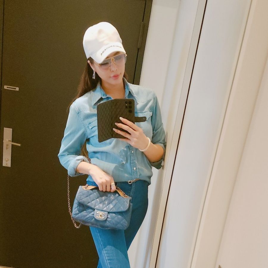 Chanel vintage 日本中古香奈兒牛仔藍鍊包-10