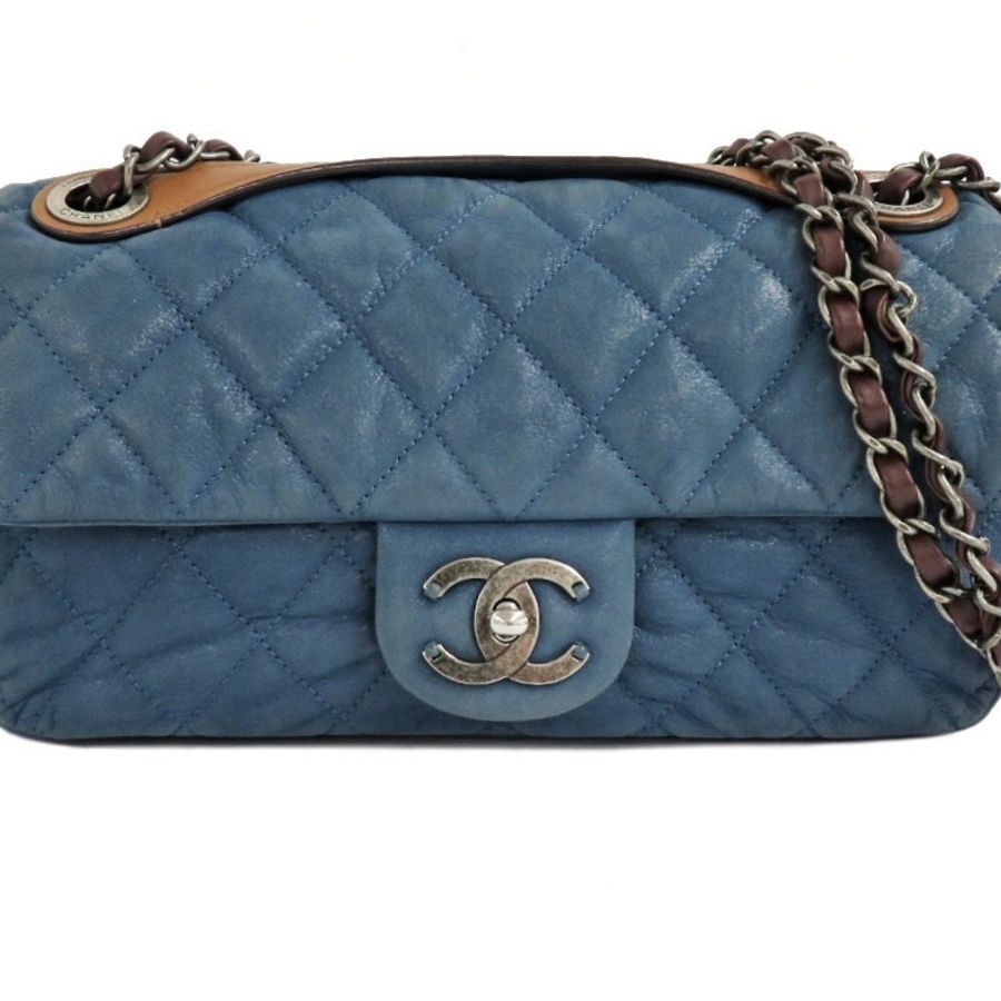 Chanel vintage 日本中古香奈兒牛仔藍鍊包-13
