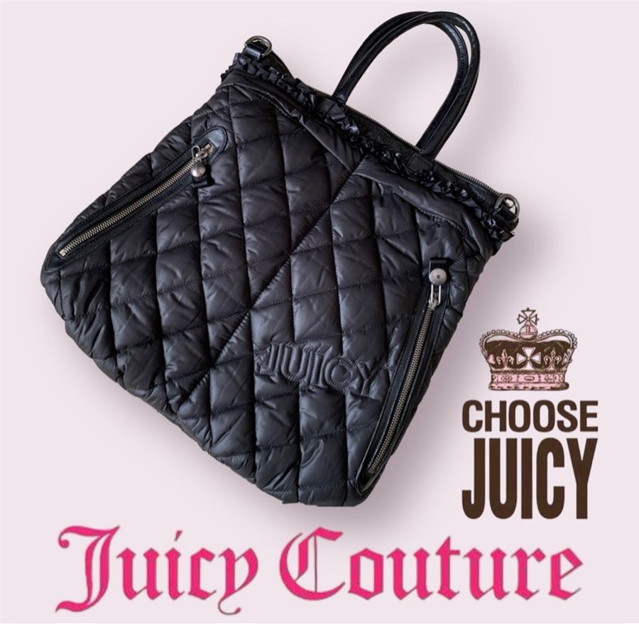 二手私物【Juicy Couture】微風獨家引進 好萊塢明星愛用品牌 超大菱格Logo刺繡太空包-0