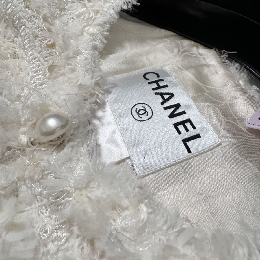 🍒Chanel 珍珠白毛呢外套 size:44 / 2F231212-1-6