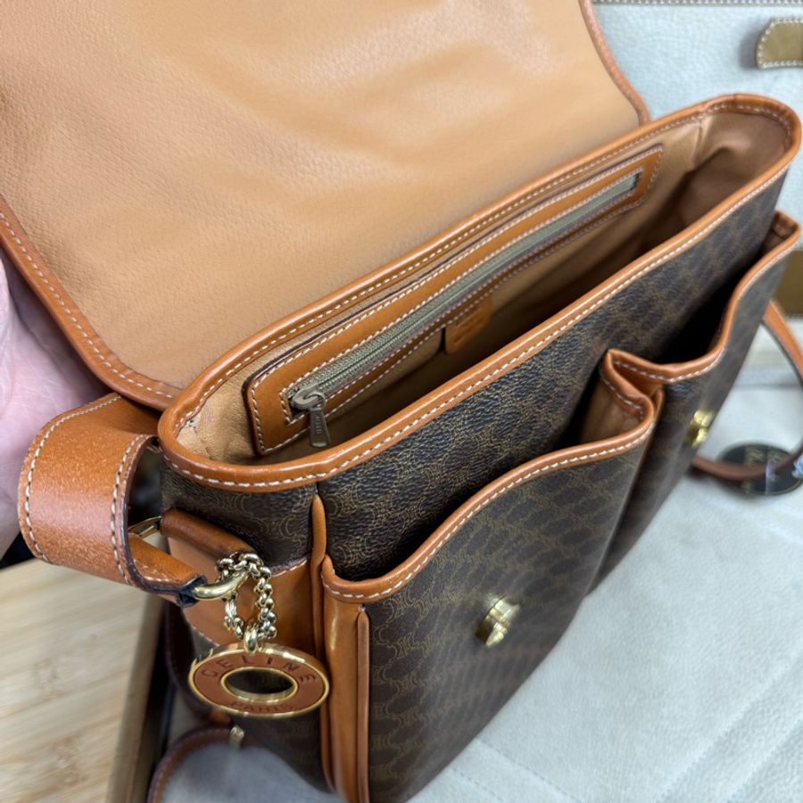 Celine vintage經典老花雙口袋牛津書包🎒個性收藏-21