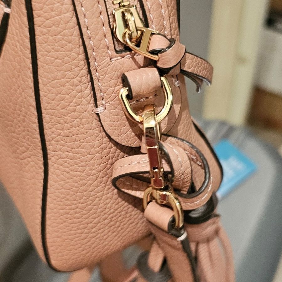 tory burch (近新)粉膚色流蘇斜肩手提包 2024 pastel色調-12