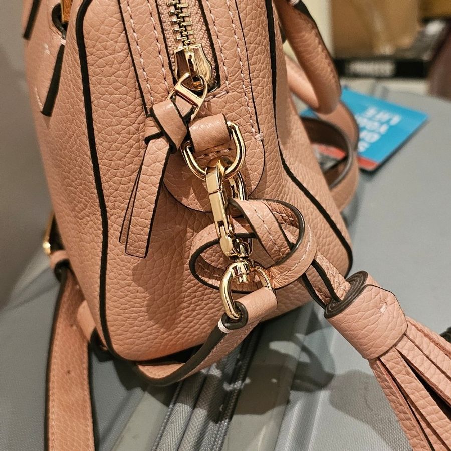 tory burch (近新)粉膚色流蘇斜肩手提包 2024 pastel色調-3