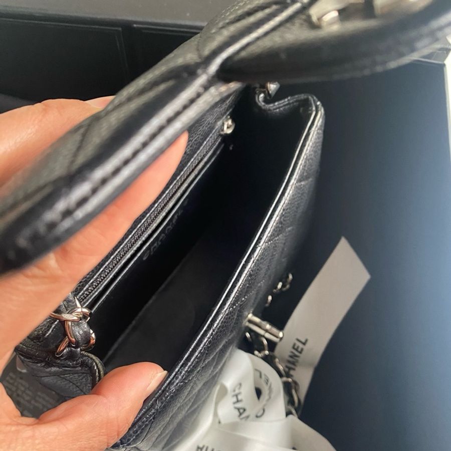 Chanel Caviar 17cm 方胖銀扣-5