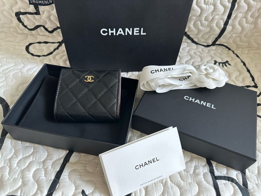 Chanel 黑金 荔枝牛皮 小錢包 皮夾 預訂貨品-1
