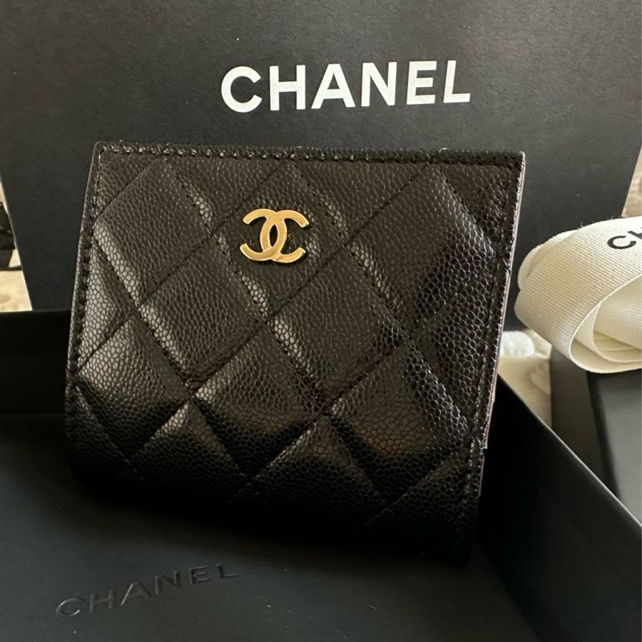 Chanel 黑金 荔枝牛皮 小錢包 皮夾 預訂貨品-0