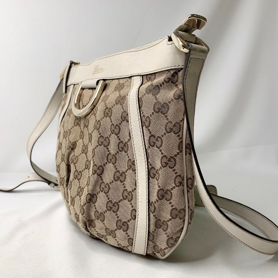 GUCCI 雙G白邊缇花布斜背包-2
