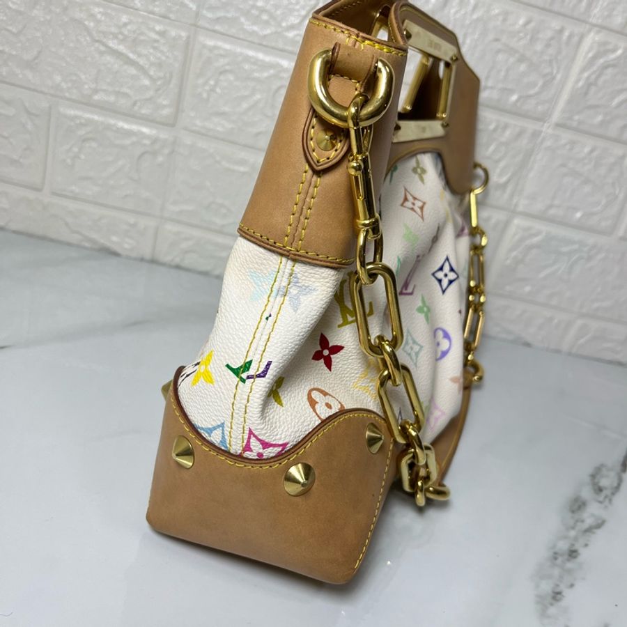 LV 限量款村上隆白彩鏈包-5