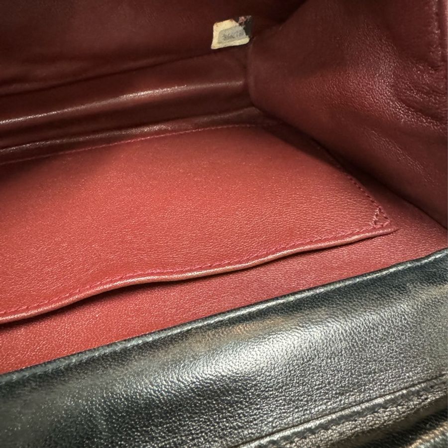 Chanel vintage 黑金羊皮全蓋23公分肩背包-4