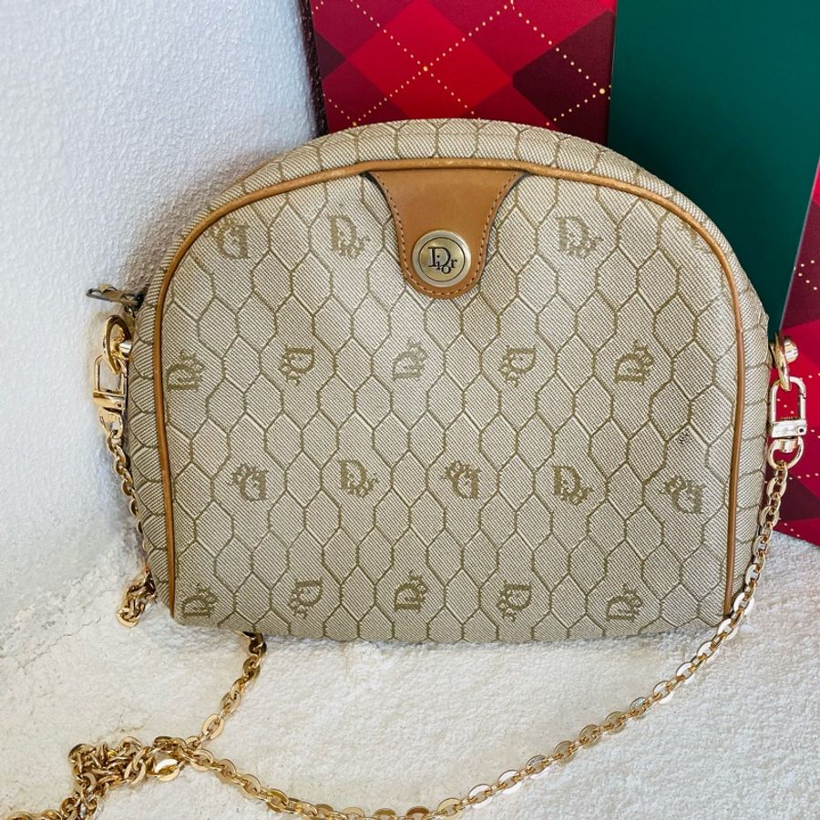 Christian Dior Vintage Honeycomb Pattern Shoulder Bag 迪奧中古蜂巢老花斜揹包-0