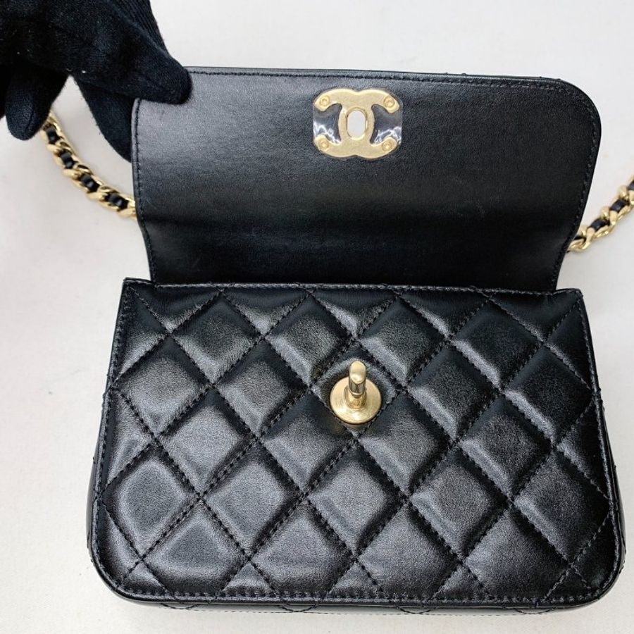 CHANEL 23B Mini Flap Bag雙手柄鏈帶包-8