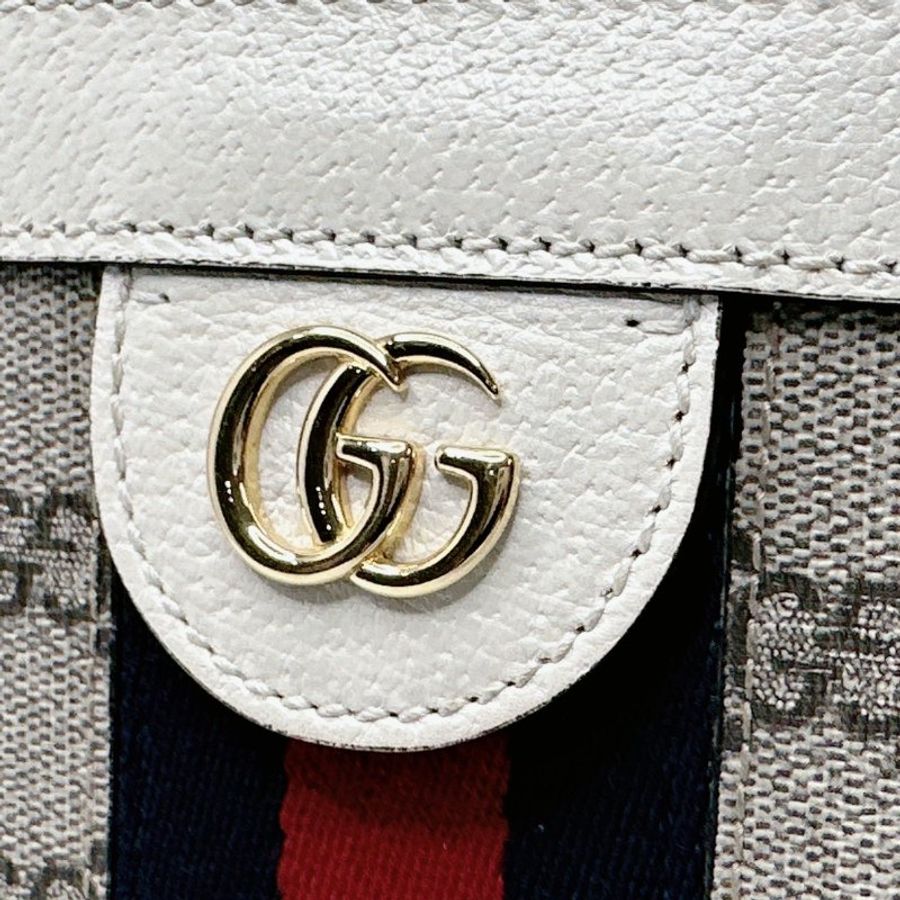 GUCCI 經典Ophidia帆布藍紅織帶肩背包-7