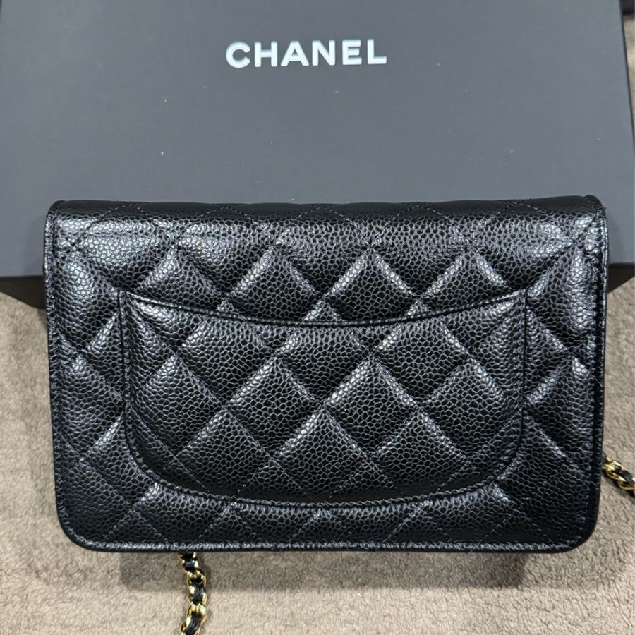 CHANEL 香奈兒 荔枝牛皮 WOC 金鍊 金標 極新-2