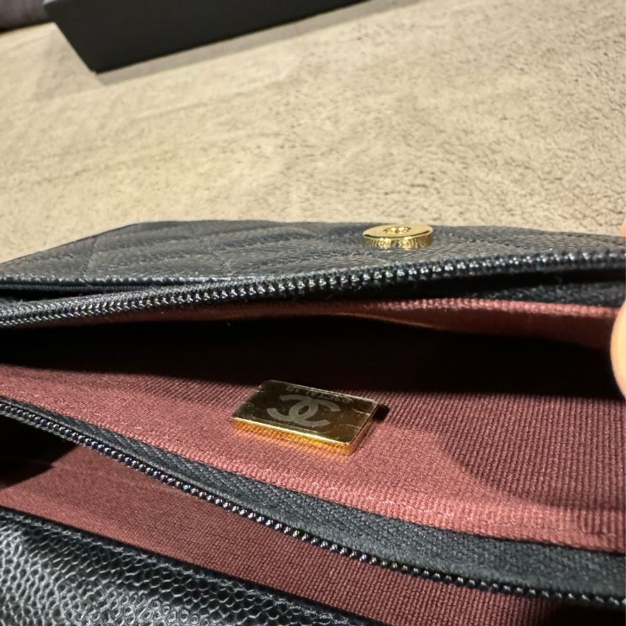 CHANEL 香奈兒 荔枝牛皮 WOC 金鍊 金標 極新-9
