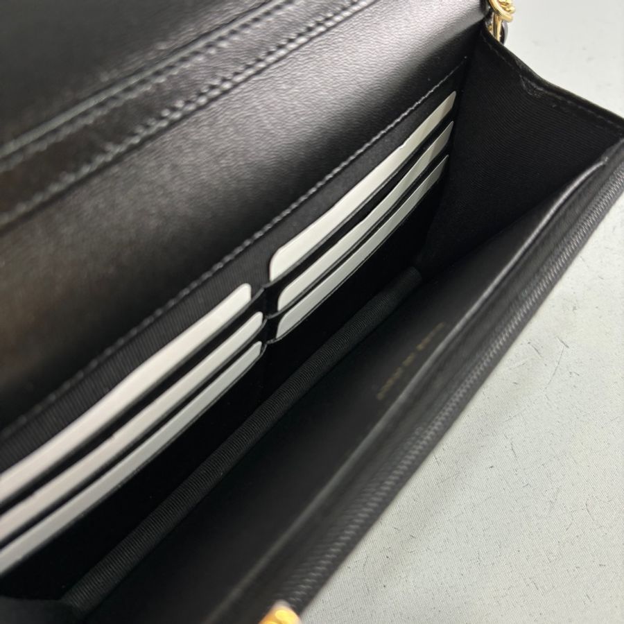 Chanel AP3310黑羊皮金釦超美麻花鏈條woc斜背包-19