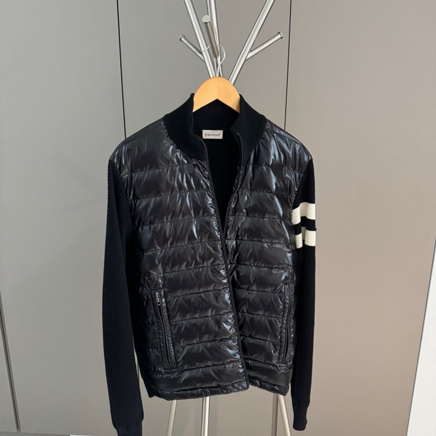 MONCLER 男L 黑色針織拼接羽絨服 外套 夾克-6