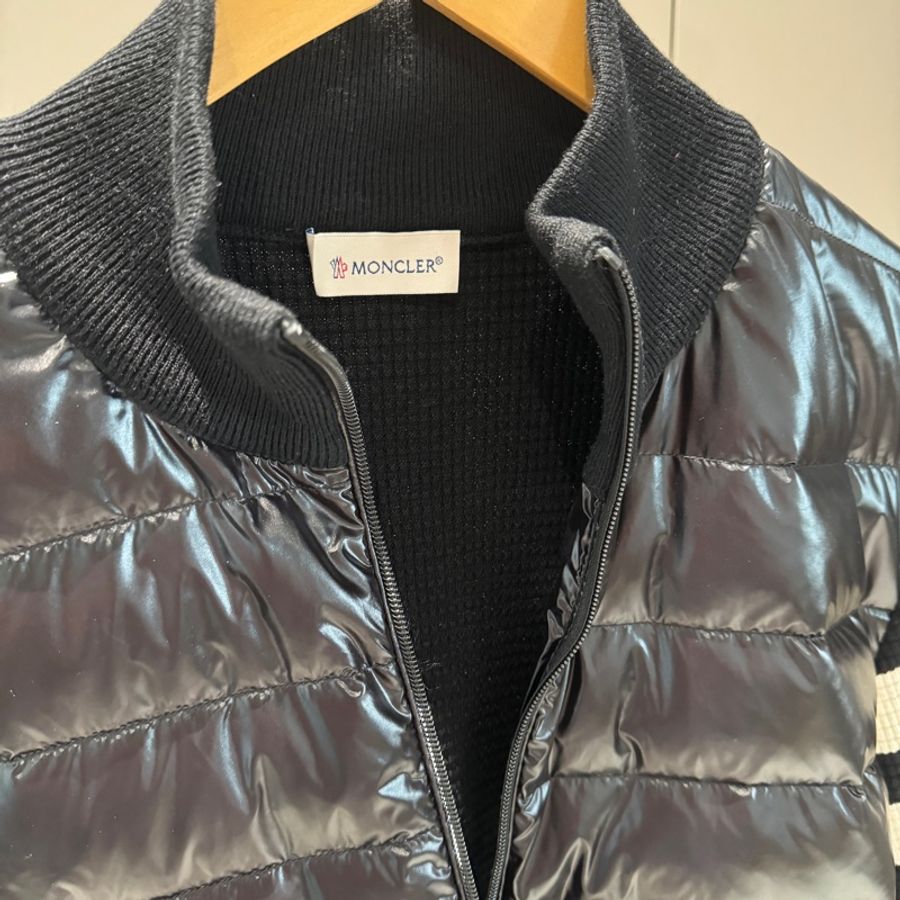 MONCLER 男L 黑色針織拼接羽絨服 外套 夾克-8