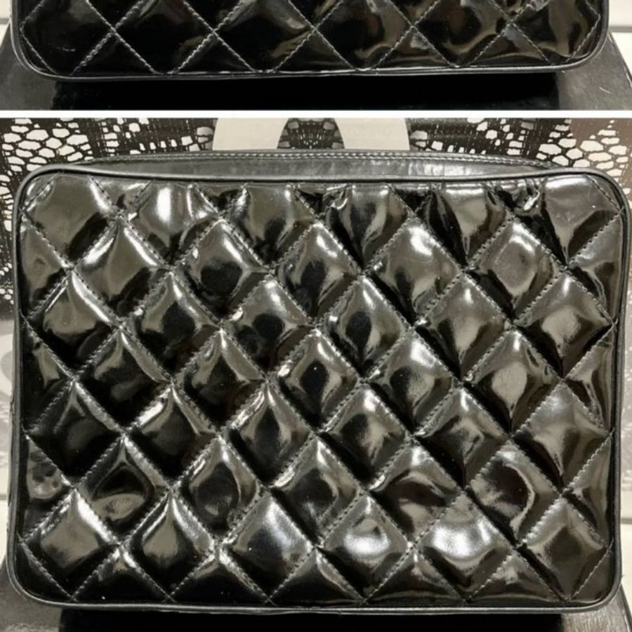 chanel vintage 香奈兒漆皮斜跨流蘇包-2
