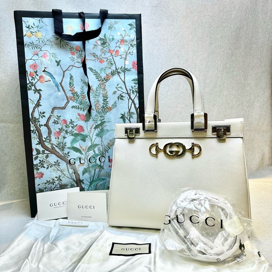 Gucci 白色牛皮 ZUMI 系列馬銜鐵兩用單肩包/手提包-13