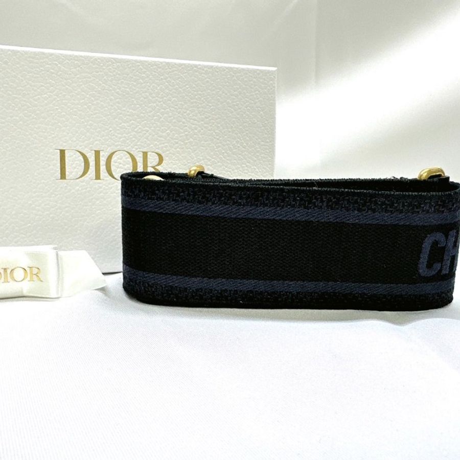 DIOR 牛仔藍帆布刺繡背帶-1