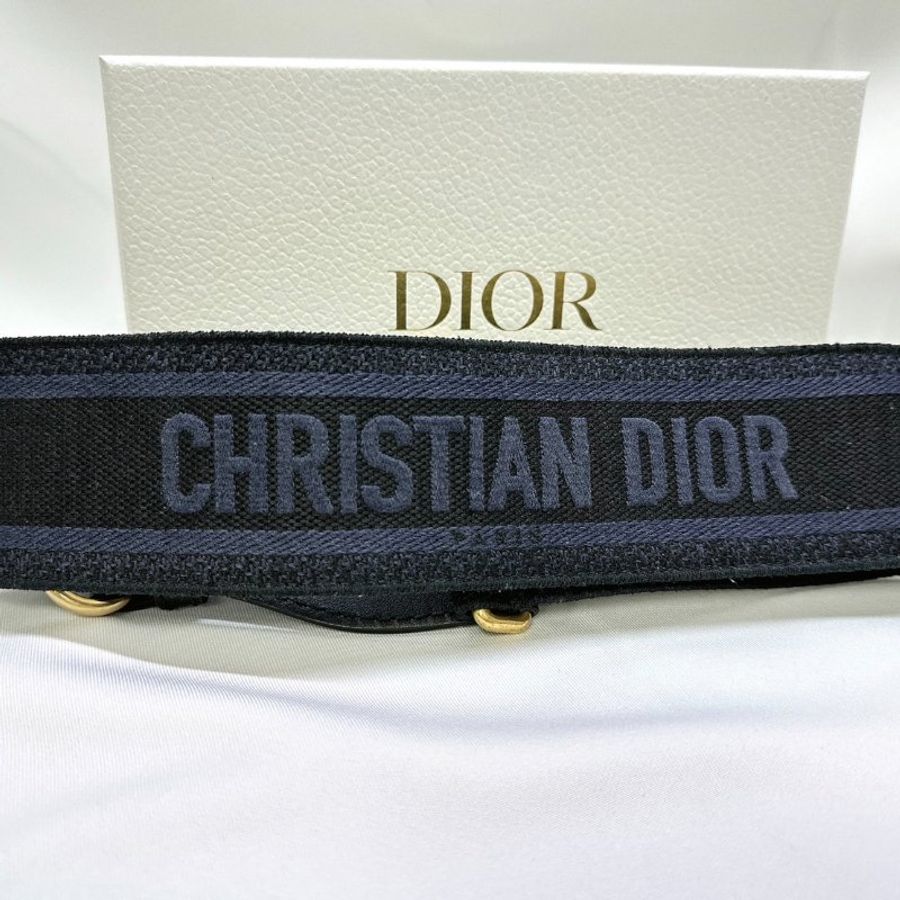 DIOR 牛仔藍帆布刺繡背帶-2