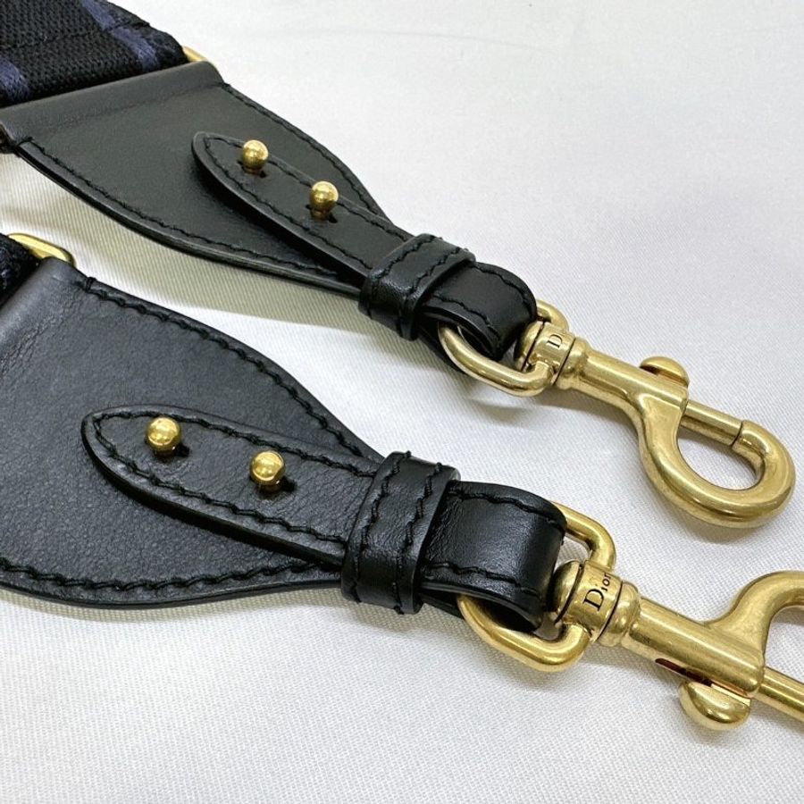 DIOR 牛仔藍帆布刺繡背帶-5