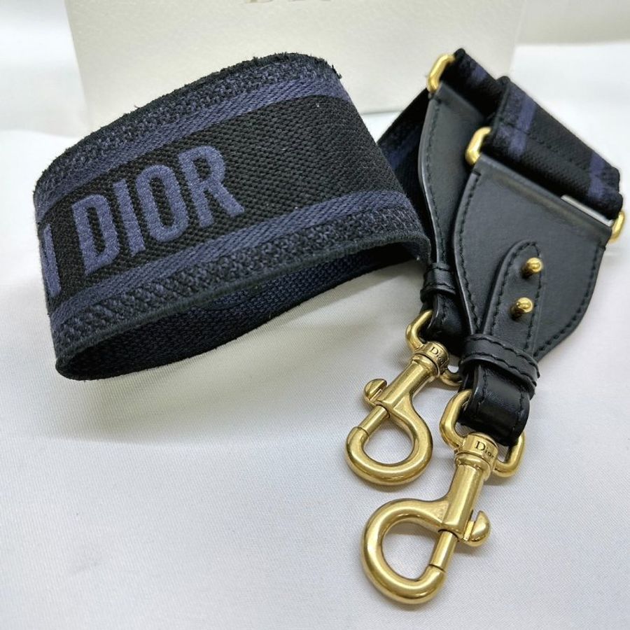 DIOR 牛仔藍帆布刺繡背帶-8