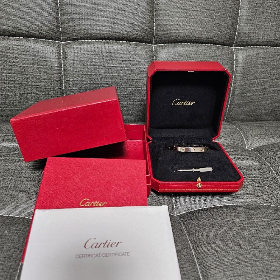 Cartier 白K金Love手環(*寬版16號)-2