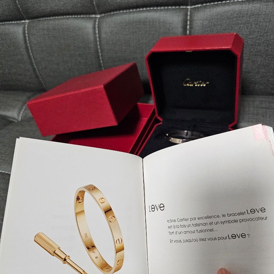Cartier 白K金Love手環(*寬版16號)-3