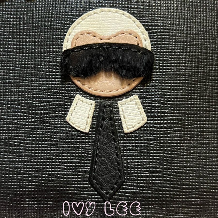 FENDI 卡爾公仔造型鉚釘防刮牛皮手拿包 單層包 二手精品-7