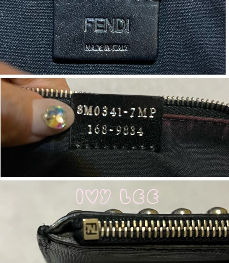 FENDI 卡爾公仔造型鉚釘防刮牛皮手拿包 單層包 二手精品-10