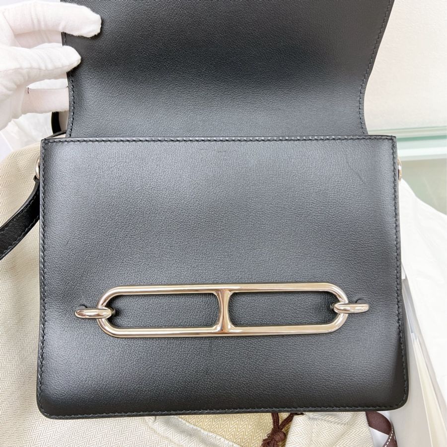 Hermes roulis 23 豬鼻包 黑銀-11