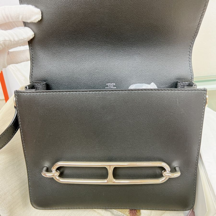 Hermes roulis 23 豬鼻包 黑銀-13