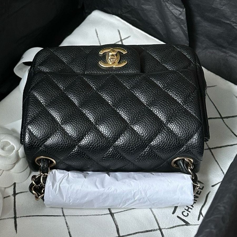 Chanel Caviar 17cm 荔枝皮金扣-5