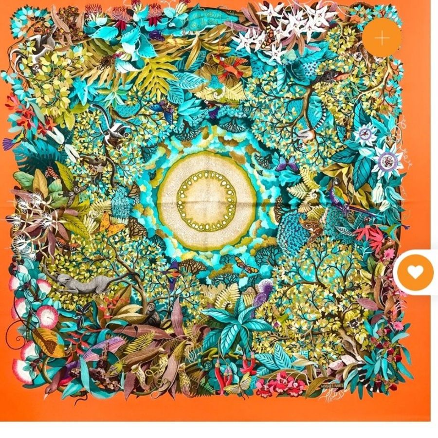 Hermes 熱帶叢林絲巾 Hermès Au Coeur de la Vie - Foulard en soie multicolore-5