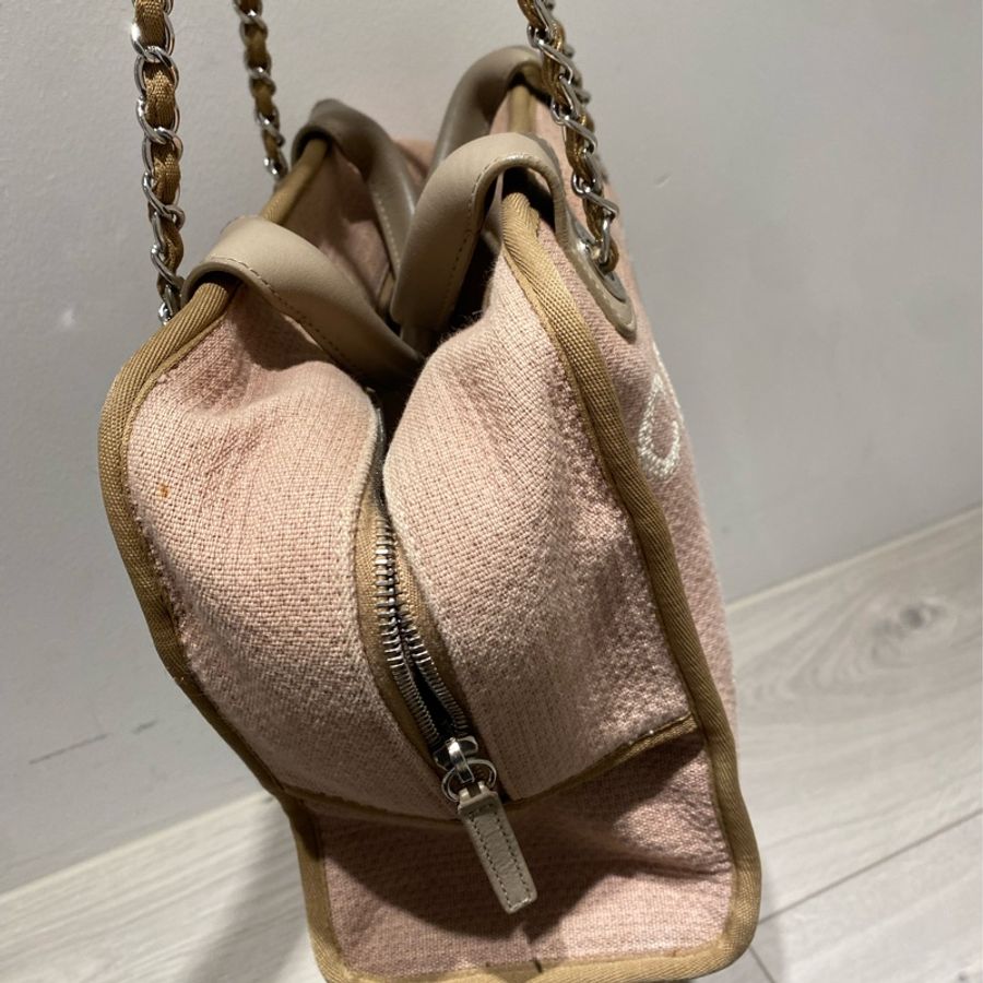 香奈兒Chanel肩背海灘保齡包 奶茶色 正常使用痕跡確定之後再下單喔-1