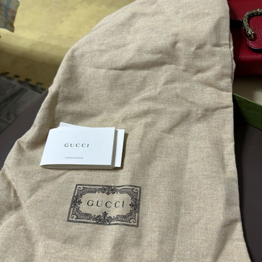 GUCCI 9.5新Dionysus 酒神水鑽皮夾式鍊包(紅色)-16