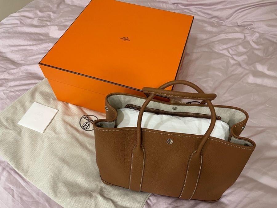 愛馬仕Hermes Garden Party 36 金棕銀扣-5
