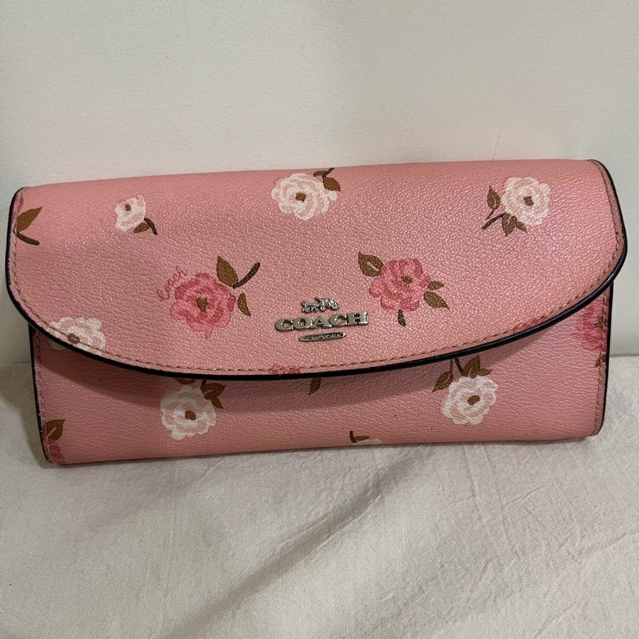 coach 粉嫩花卉碎花長夾-7