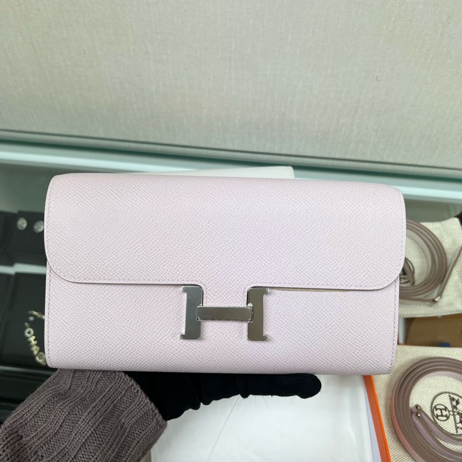 全新 Hermes Constance to go Mauve Pale 夢幻紫銀扣 康康包-0
