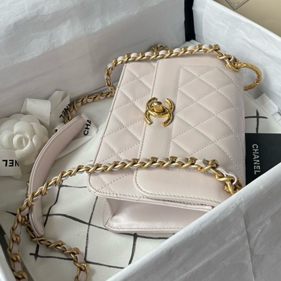 Chanel 菠蘿扣復古牛皮包-4