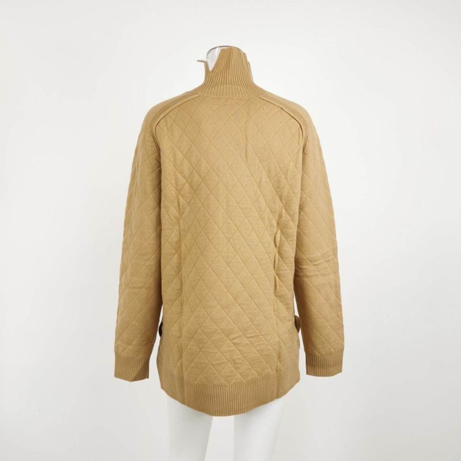 Burberry 羊毛純色菱格絎縫高領毛衣M碼-2