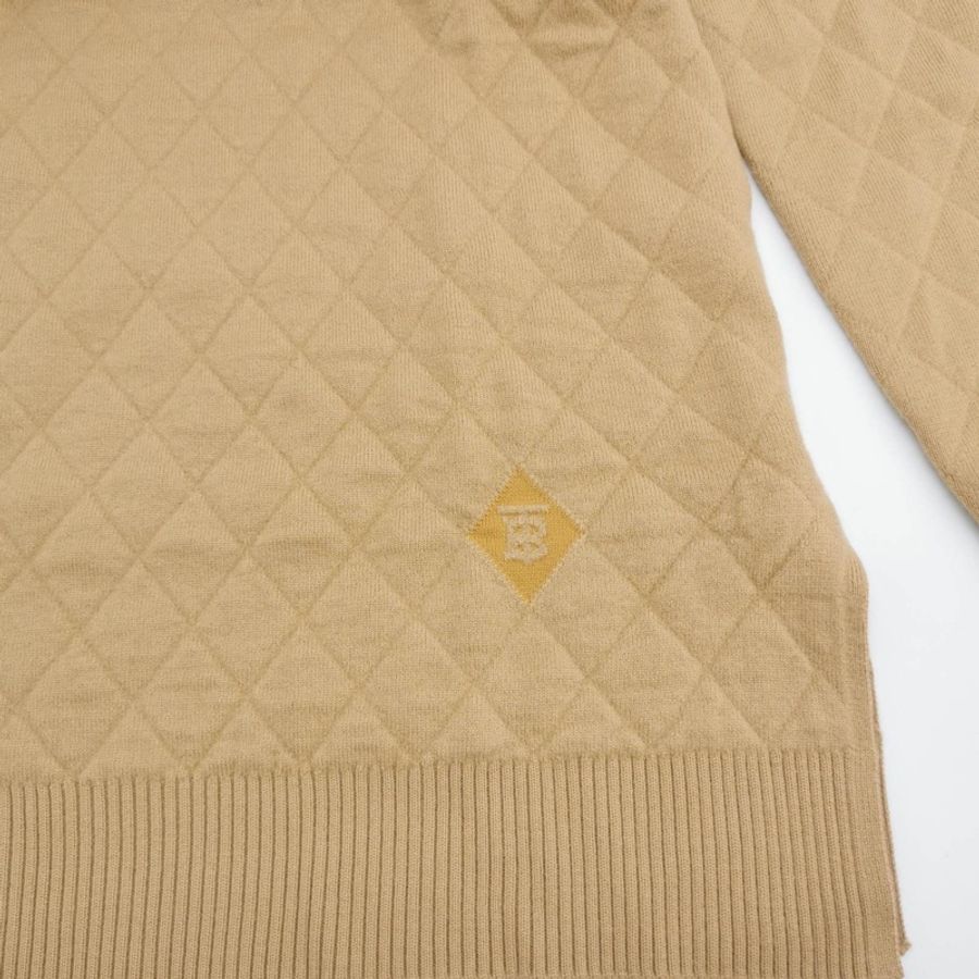 Burberry 羊毛純色菱格絎縫高領毛衣M碼-3