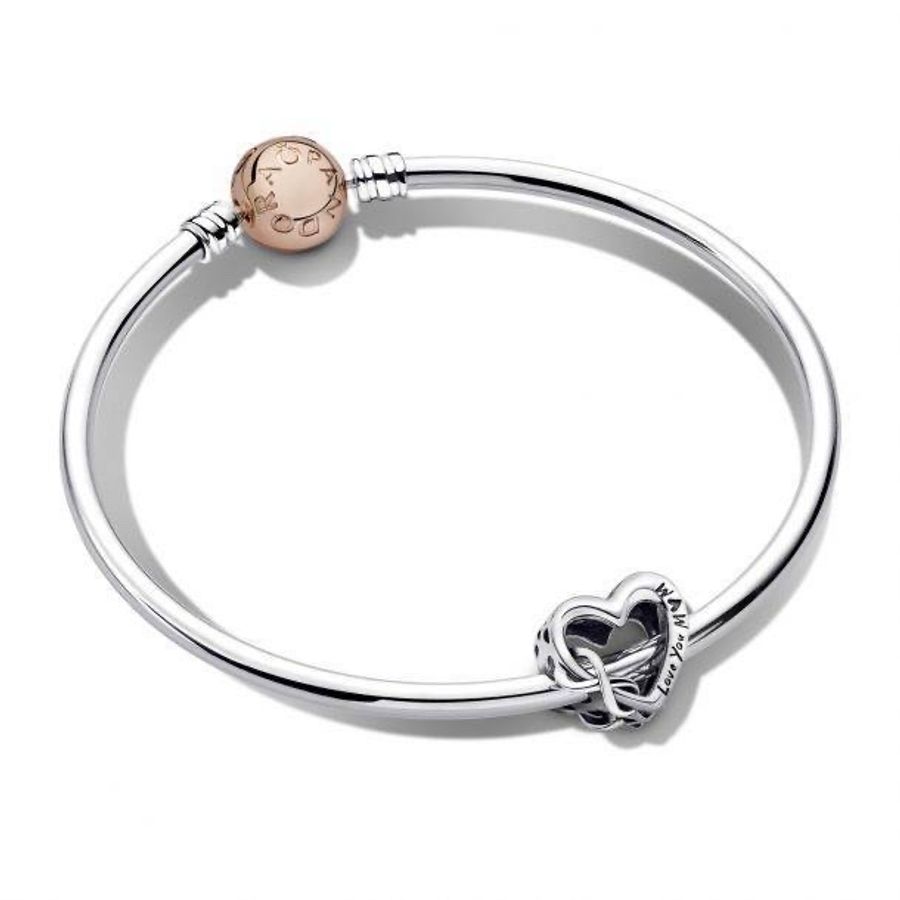 Pandora 玫瑰金扣頭硬環 +母親節無限愛心串珠17Cm-6