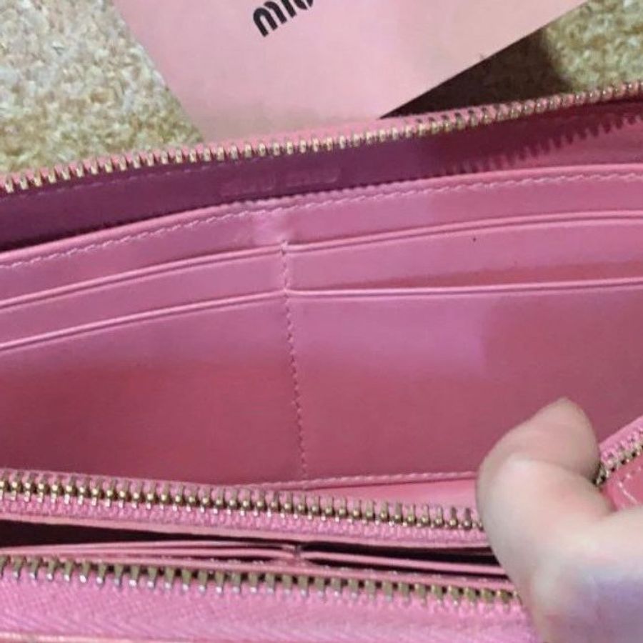 ［正品］MiuMiu桃紅色/粉色長夾/含百貨購買證明 蛇紋皮革 長夾-5