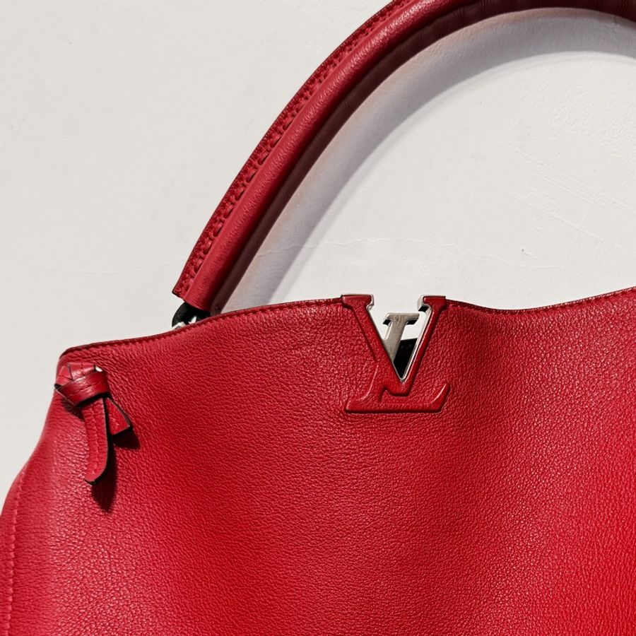 LOUIS VUITTON LV路易威登 MM編織單把肩背包 紅-0