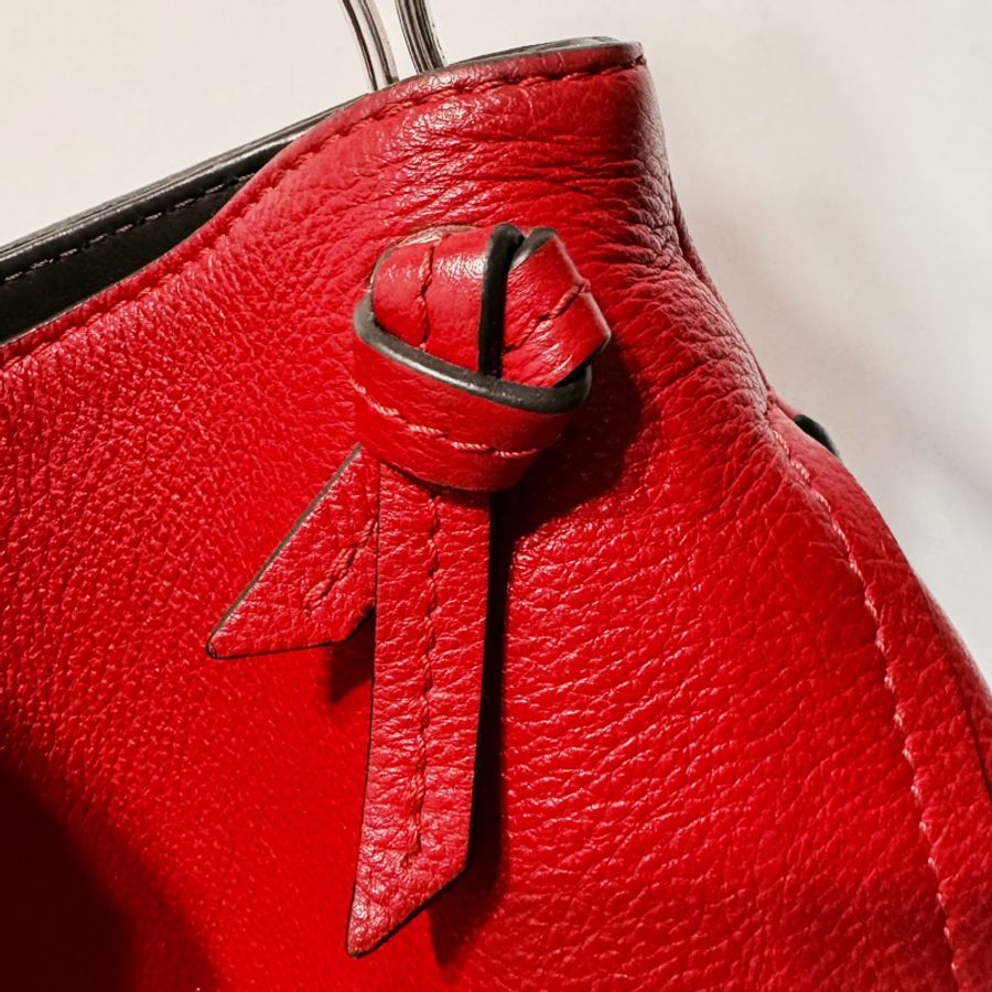 LOUIS VUITTON LV路易威登 MM編織單把肩背包 紅-1