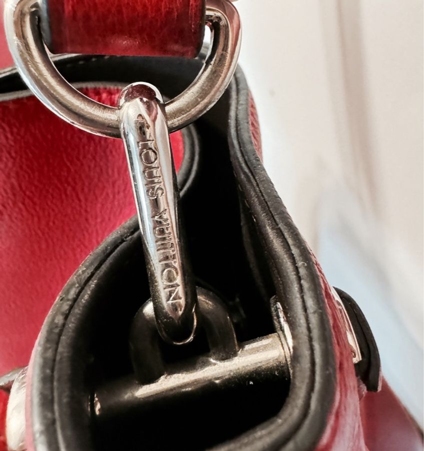 LOUIS VUITTON LV路易威登 MM編織單把肩背包 紅-4
