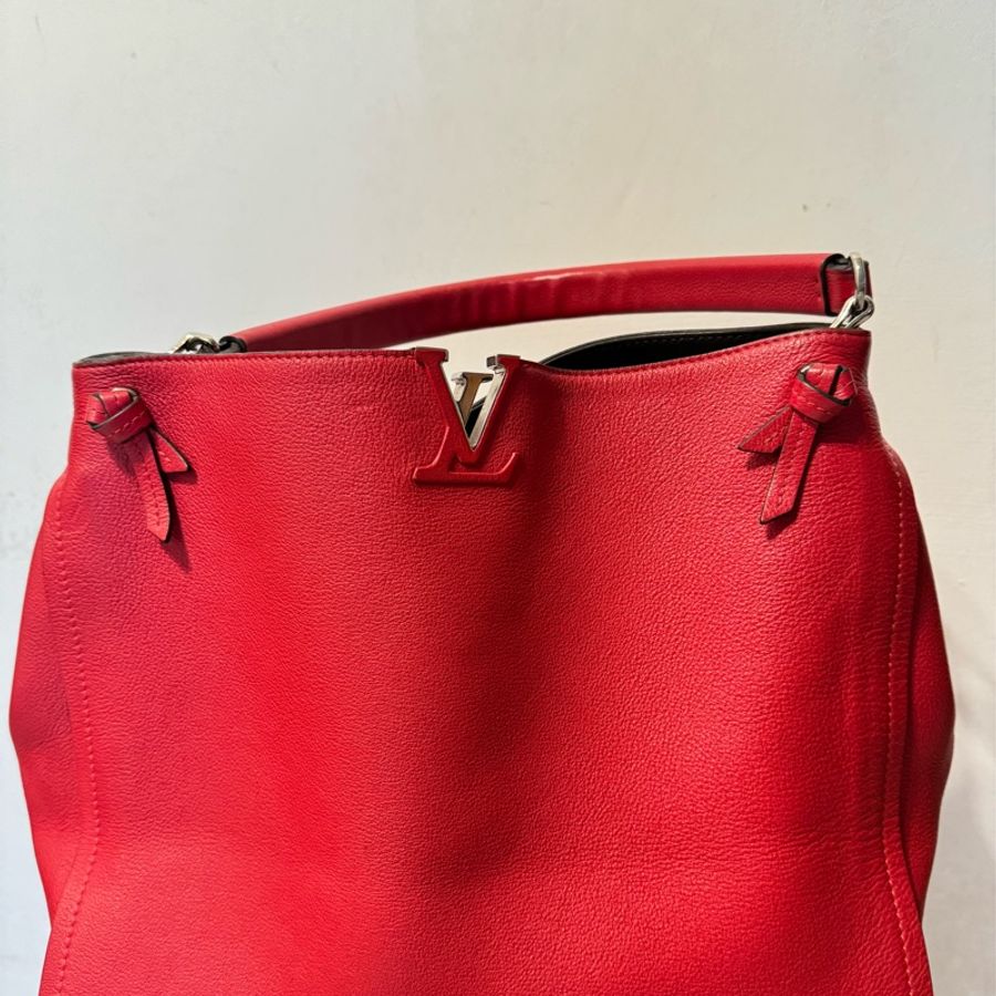LOUIS VUITTON LV路易威登 MM編織單把肩背包 紅-5