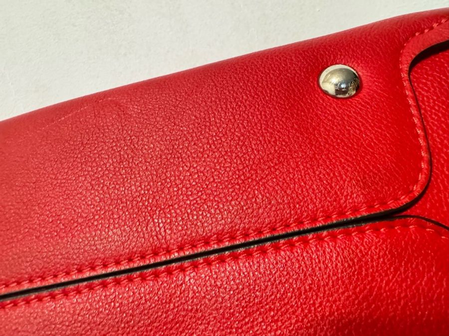LOUIS VUITTON LV路易威登 MM編織單把肩背包 紅-9